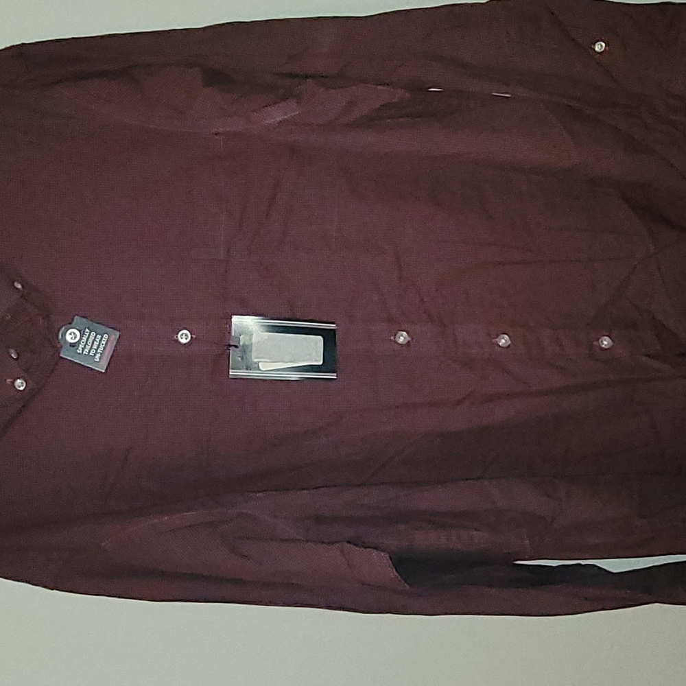 Red Casual Button Down Shirt with Long Sleeves and Matte Finish